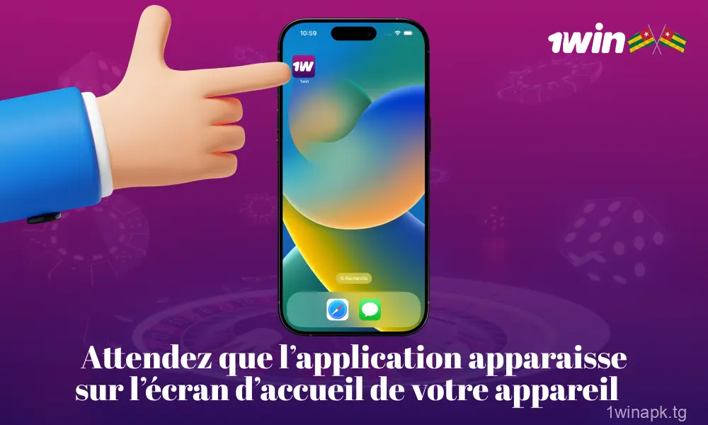Attendez que l'application 1win soit visible sur votre écran d'accueil et commencez à l'explorer.