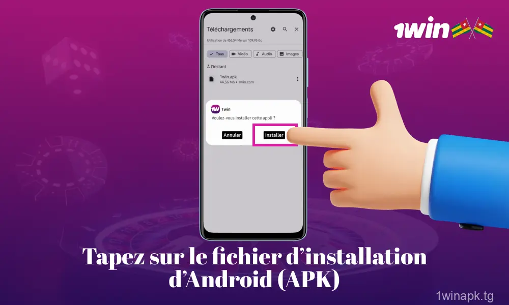 Lancez le fichier d’installation de 1win APK.